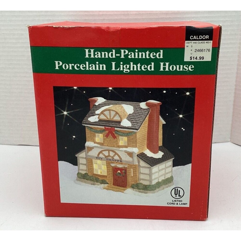 Christmas Village Lighted House Toy Shoppe Victorian Caldor Stores Hand Painted - Picture 9 of 9